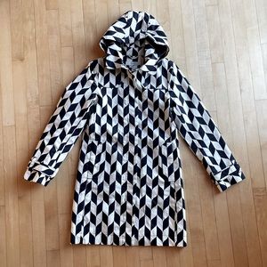 Boden Navy and White Geometric Women's fleece lined coat